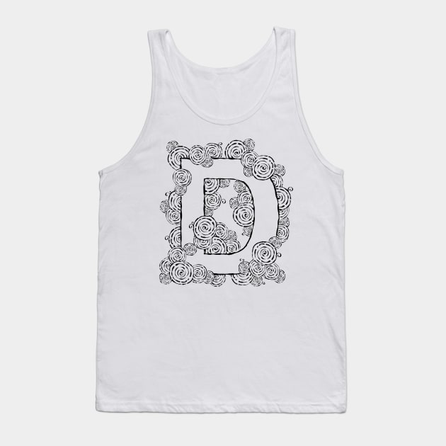 Letter D Retro Swirl Art Tank Top by HHT